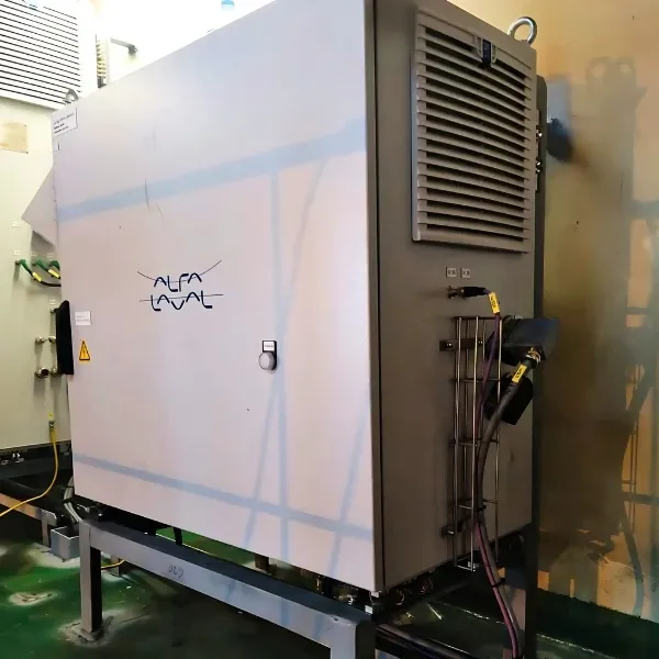 BWTS electrical cabinet with connected control cables onboard a vessel