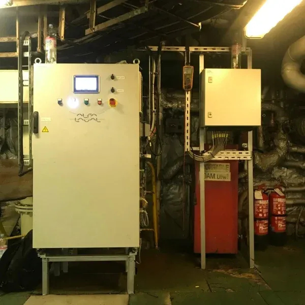 Alfa Laval BWTS control panel and electrical cabinet installed onboard a vessel