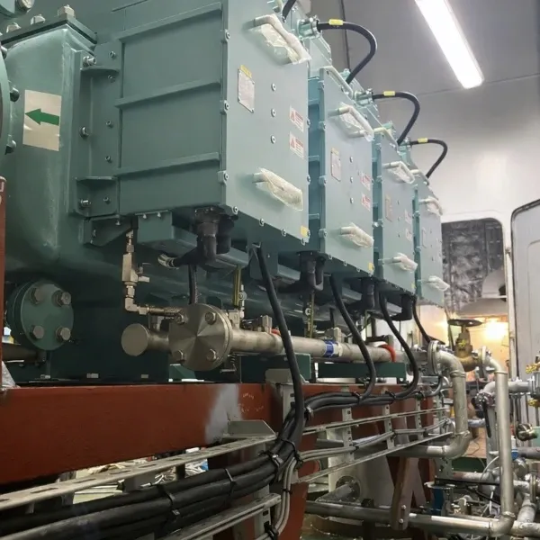 BWTS equipment modules with piping and electrical connections installed onboard a vessel